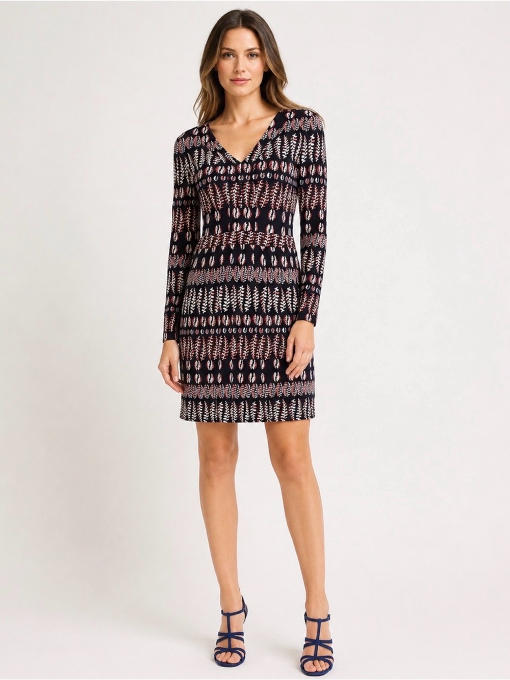 Tory Burch V-Neck Long Sleeve Dress Small